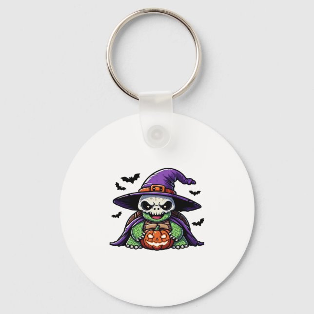 Halloween Tortoise Turtle Witch Hat Costume Spooky Key Ring (Front)