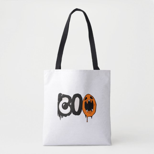 Halloween Tote Bag – Surreal Melting Pumpkin Art | (Front)
