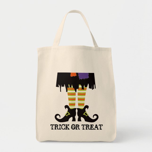 Halloween Tote Bag with Witches Legs (Front)