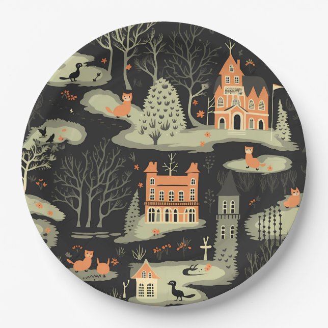 Halloween Town 5 Paper Plate (Front)
