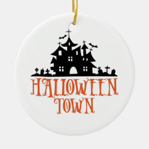 Halloween Town – Haunted House, Spooky Church Ceramic Tree Decoration