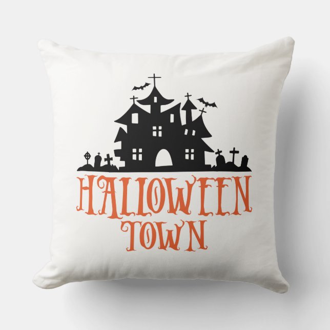 Halloween Town – Haunted House, Spooky Church Cushion (Front)