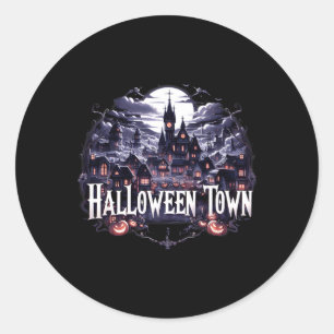 Halloween Town Skeleton Ghost Pumpkin Halloween To Classic Round Sticker