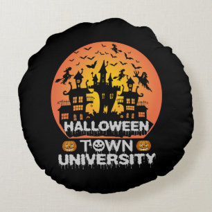 Halloween Town University – Haunted House Round Cushion
