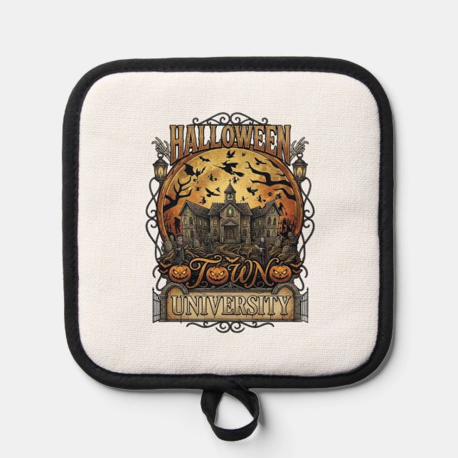 Halloween Town University Haunted Mansion Spooky C Pot Holder (Front)