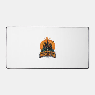 Halloween Town Vintage Haunted Castle Pumpkin Desi Desk Mat