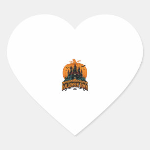 Halloween Town Vintage Haunted Castle Pumpkin Desi Heart Sticker