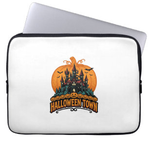 Halloween Town Vintage Haunted Castle Pumpkin Desi Laptop Sleeve
