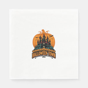 Halloween Town Vintage Haunted Castle Pumpkin Desi Napkin