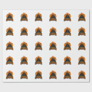 Halloween Town Vintage Haunted Castle Pumpkin Desi Wrapping Paper