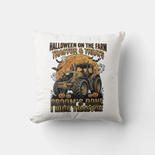 Halloween Tractor Shirt Funny Farm Witch Ride Desi Cushion