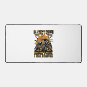 Halloween Tractor Shirt Funny Farm Witch Ride Desi Desk Mat