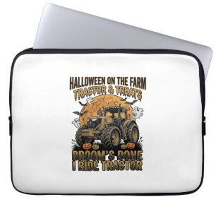 Halloween Tractor Shirt Funny Farm Witch Ride Desi Laptop Sleeve