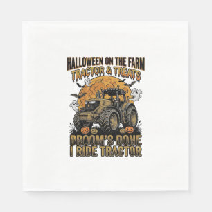 Halloween Tractor Shirt Funny Farm Witch Ride Desi Napkin