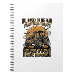 Halloween Tractor Shirt Funny Farm Witch Ride Desi Notebook