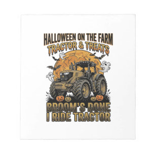 Halloween Tractor Shirt Funny Farm Witch Ride Desi Notepad