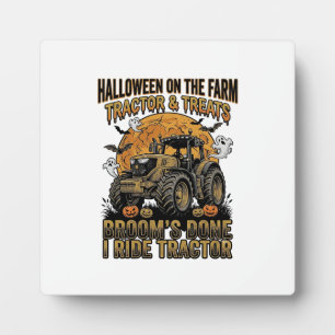 Halloween Tractor Shirt Funny Farm Witch Ride Desi Plaque