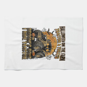 Halloween Tractor Shirt Funny Farm Witch Ride Desi Tea Towel