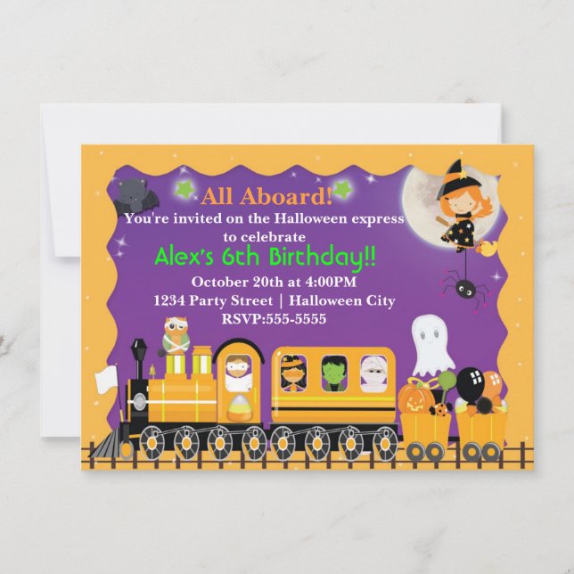 Halloween Train Fun Kids Costume Party Invitation (Front)