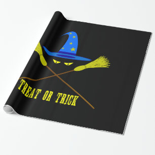 Halloween Treat Or Trick Black Wrapping Paper