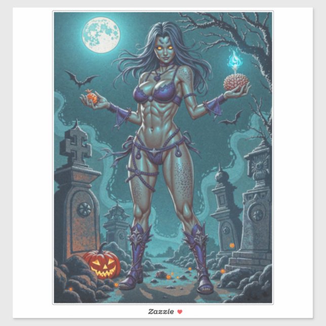 Halloween Treat or Zombie Girlfriend w Brains (Sheet)