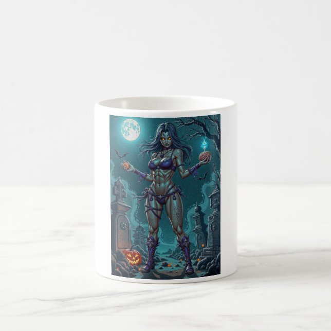 Halloween Treat or Zombie Girlfriend w Brains Coffee Mug (Center)