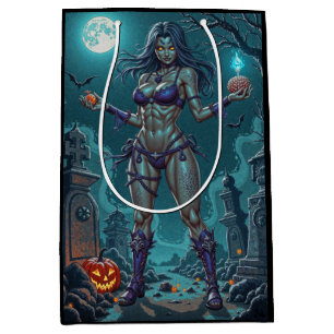 Halloween Treat or Zombie Girlfriend w Brains Medium Gift Bag