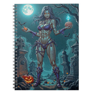 Halloween Treat or Zombie Girlfriend w Brains Notebook