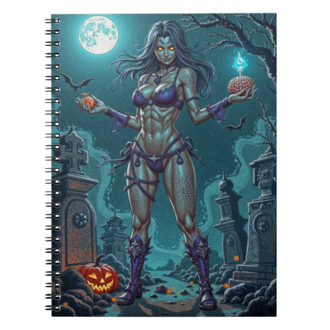 Halloween Treat or Zombie Girlfriend w Brains Notebook (Front)