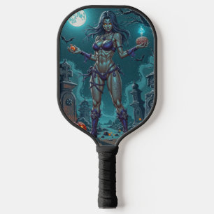 Halloween Treat or Zombie Girlfriend w Brains Pickleball Paddle