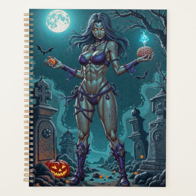 Halloween Treat or Zombie Girlfriend w Brains Planner (Front)