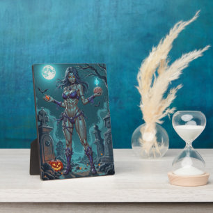 Halloween Treat or Zombie Girlfriend w Brains Plaque