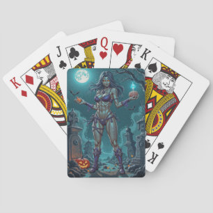 Halloween Treat or Zombie Girlfriend w Brains Playing Cards