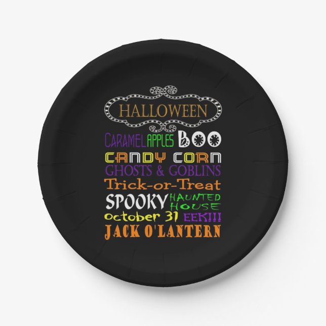 Halloween Treats And Frights Paper Plate (Front)