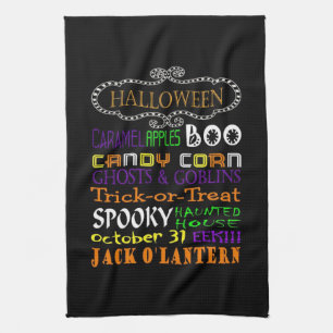 Halloween Treats And Frights Tea Towel