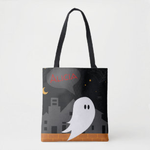 Halloween treats bag cute ghost personalised name
