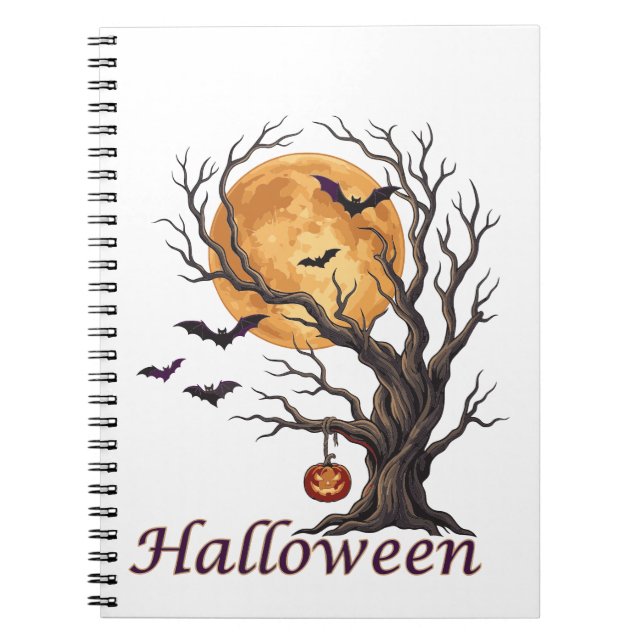 Halloween Tree and Pumpkin Jack-o'-Lantern Notebook (Front)