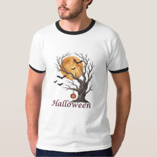 Halloween Tree and Pumpkin Jack-o'-Lantern T-Shirt