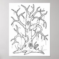 Halloween Tree Colouring Page Art