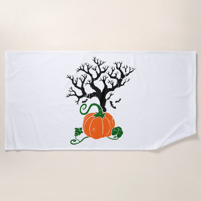 Halloween tree Fall Shirts Halloween Sweatshirt Beach Towel (Front)