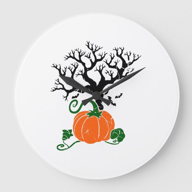 Halloween tree Fall Shirts Halloween Sweatshirt Large Clock (Front)