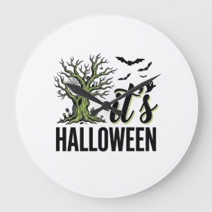 Halloween Tree Its Halloween Vintage Spooky_1 Large Clock