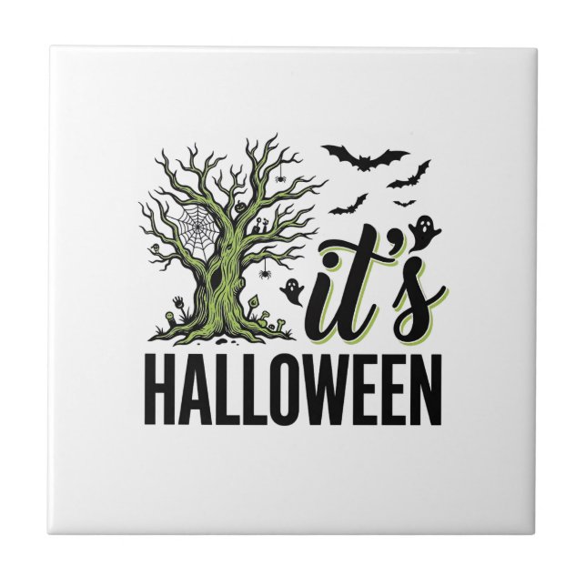 Halloween Tree Its Halloween Vintage Spooky_1 Tile (Front)