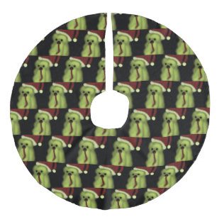 Halloween Tree Skirt Ghost Green Red Haunting Boo