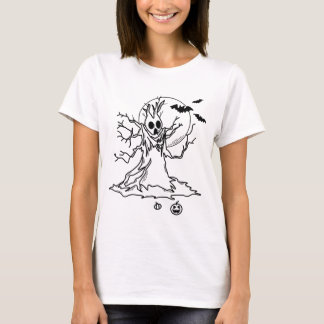 Halloween Tree with Antlers, Moon and Pumpkins  T-Shirt