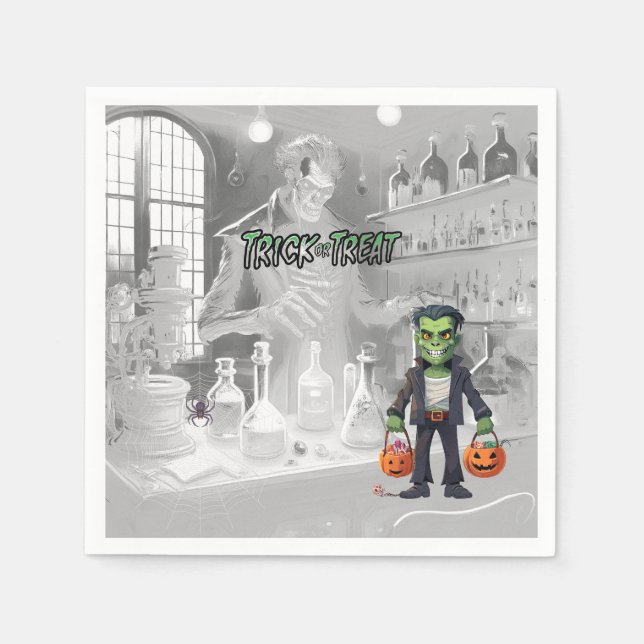 Halloween Trick of Treat Frankenstein Napkin (Front)