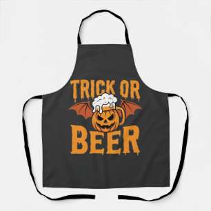 Halloween Trick or Beer Pumpkin Bat Graphic Apron