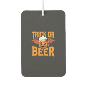 Halloween Trick or Beer Pumpkin Bat Graphic Car Air Freshener