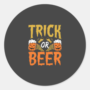 Halloween Trick or Beer Skeleton Hands Classic Round Sticker