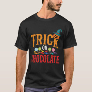 Halloween Trick or Chocolate Candy Pumpkin Design T-Shirt